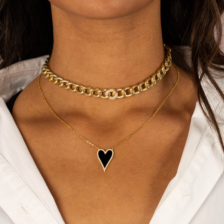  Elongated Pavé Heart Necklace - Adina Eden's Jewels