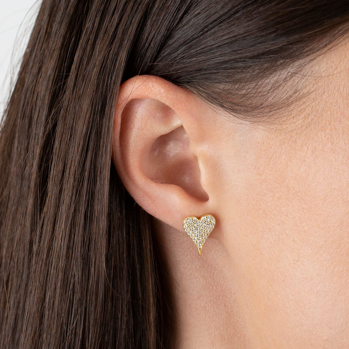  Pavé Medium Heart Stud Earring - Adina Eden's Jewels