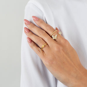  Pavé Butterfly X Flower Ring - Adina Eden's Jewels