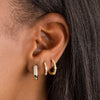  Thin CZ X Baguette Huggie Earring - Adina Eden's Jewels