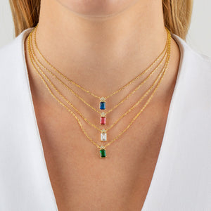  CZ Colored Emerald Stone Necklace - Adina Eden's Jewels