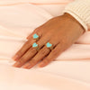  Turquoise Pavé Heart Chain Ring - Adina Eden's Jewels