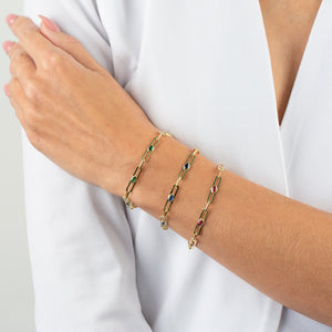  CZ Colored Oval Link Bracelet - Adina Eden's Jewels