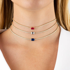  CZ Colored Baguette Tennis Choker - Adina Eden's Jewels
