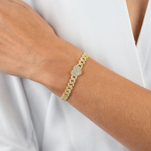  Pavé Heart Chain Link Bracelet - Adina Eden's Jewels