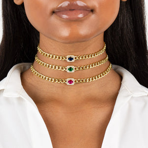  CZ Colored Illusion Cuban Choker - Adina Eden's Jewels