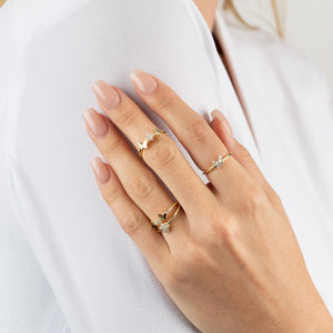  Butterflies X CZ Flower Ring - Adina Eden's Jewels