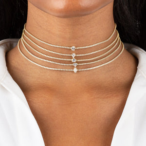  CZ Solitaire Tennis Choker - Adina Eden's Jewels