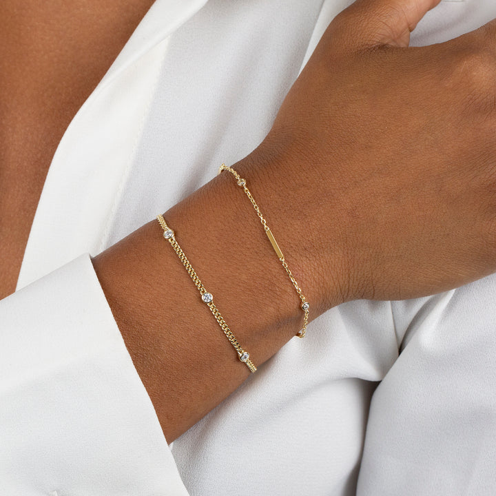  CZ Bezel Cuban Chain Bracelet - Adina Eden's Jewels