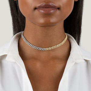  Pavé Two Tone Chain Link Choker - Adina Eden's Jewels
