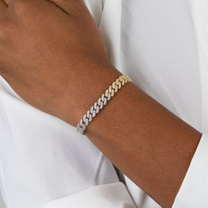  Pavé Two Tone Chain Link Bracelet - Adina Eden's Jewels