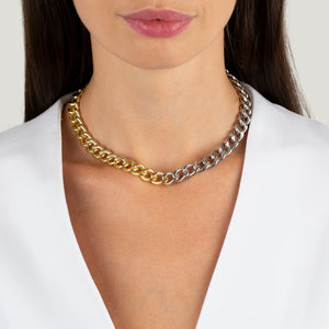  Two Tone Miami Curb Large Links Choker - Adina Eden's Jewels