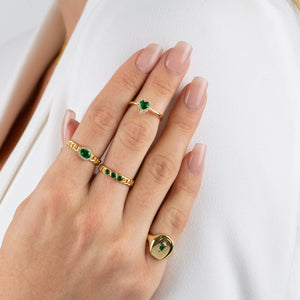  CZ Emerald Green Heart Stone Ring - Adina Eden's Jewels