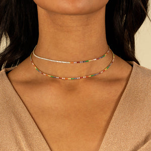  Half Rainbow CZ Tennis Choker - Adina Eden's Jewels