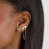  Engraved Double Heart Chain Stud Earring - Adina Eden's Jewels