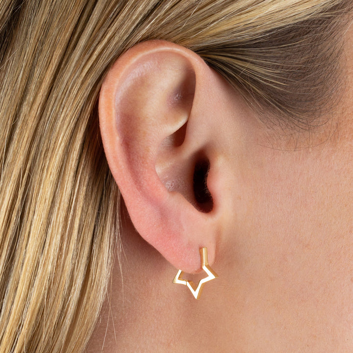  Mini Open Star Huggie Earring - Adina Eden's Jewels