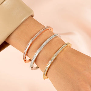  CZ Princess Cut x Round Bangle - Adina Eden's Jewels