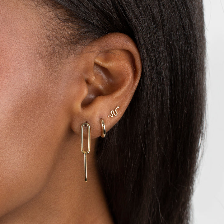  Paperclip Drop Stud Earring 14K - Adina Eden's Jewels