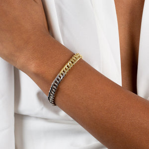  Two Tone Double Curb Bracelet - Adina Eden's Jewels