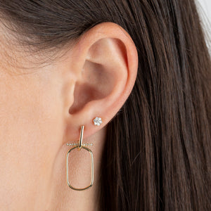  Diamond Bar Oval Stud Earring 14K - Adina Eden's Jewels