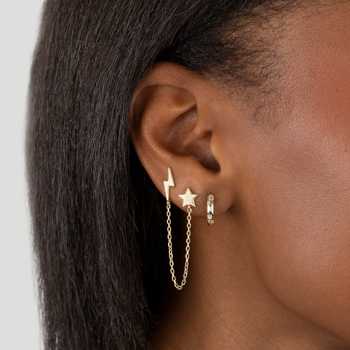  CZ Mini Starburst Huggie Earring - Adina Eden's Jewels