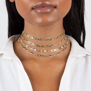  CZ Colored Oval Link Choker - Adina Eden's Jewels