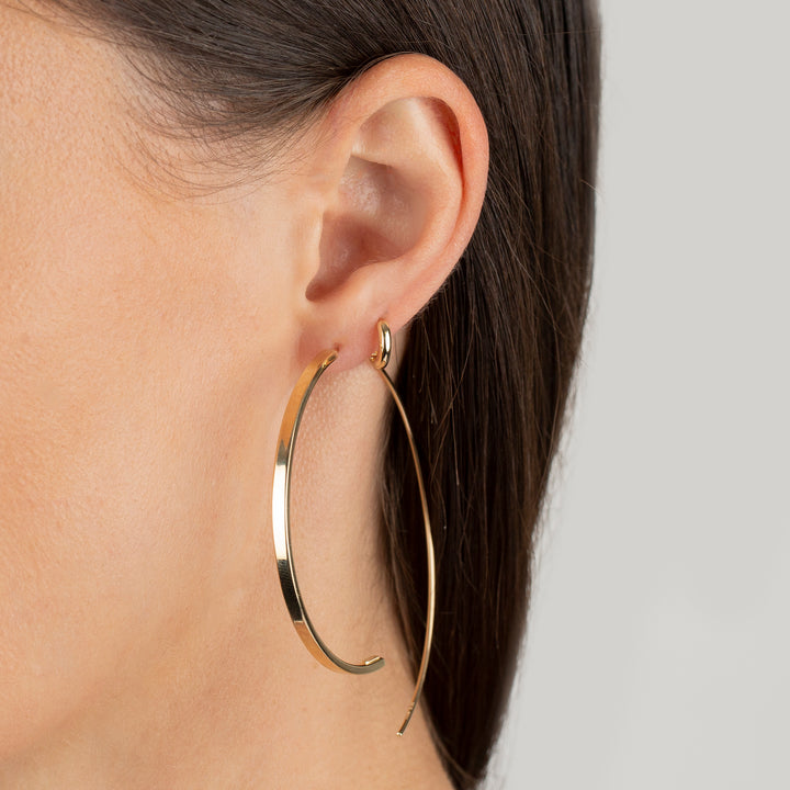  XL Thin Solid Threader Hoop Earring 14K - Adina Eden's Jewels