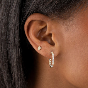  Diamond Oval Hoop Earring 14K - Adina Eden's Jewels