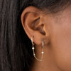  Double Pavé Diamond Bezel Chain Huggie Earring 14K - Adina Eden's Jewels