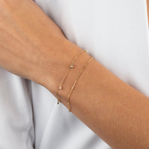  Diamond Bezel Dangle Bracelet 14K - Adina Eden's Jewels