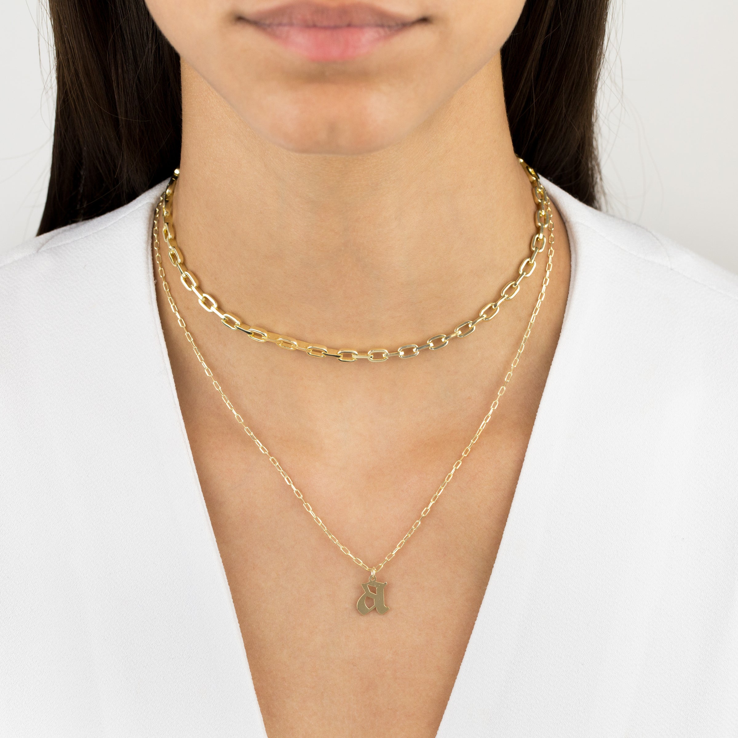 Gemstone Gothic Initial Necklace – 770 Fine Jewelry