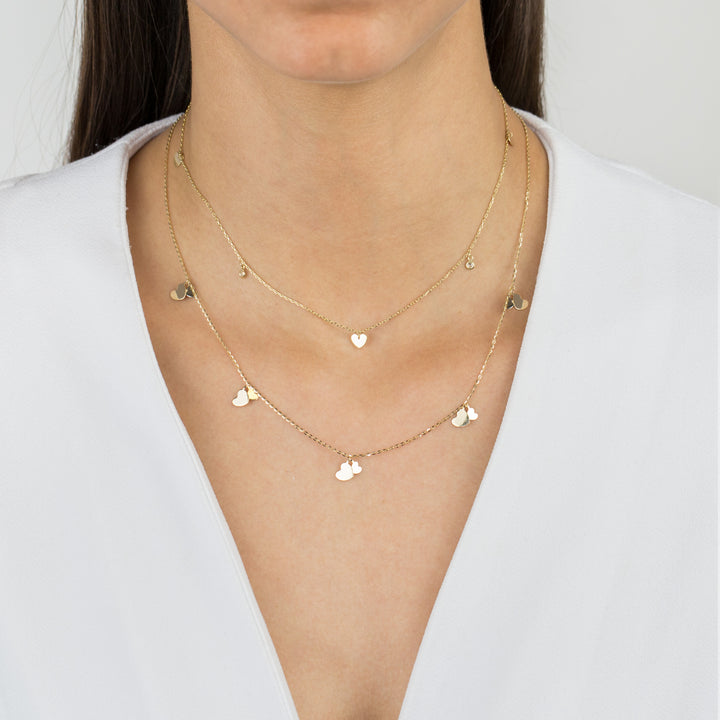  Bezel X Solid Hearts Necklace 14K - Adina Eden's Jewels