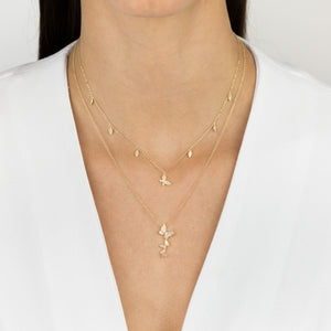  Diamond Butterfly X Teardrop Necklace 14K - Adina Eden's Jewels