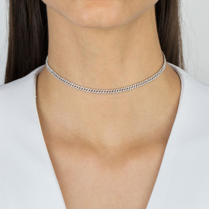 Womens cuban link choker sales 14k