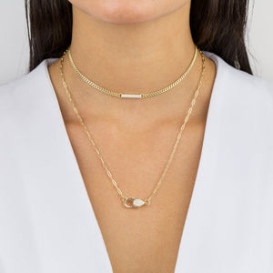  Pavé Bar Cuban Chain Choker - Adina Eden's Jewels