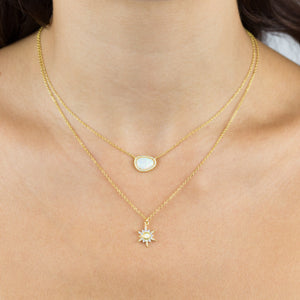  CZ X Opal Stone Necklace - Adina Eden's Jewels