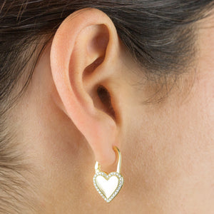  Pavé X Solid Heart Huggie Earring - Adina Eden's Jewels