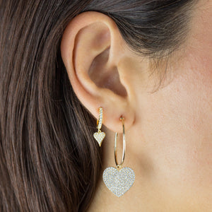  Pavé Heart Charm Hoop Earring - Adina Eden's Jewels