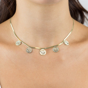  5 Coin Herringbone Necklace - Adina Eden's Jewels