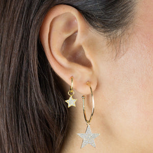  Pavé Star Charm Hoop Earring - Adina Eden's Jewels