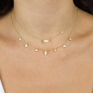  Opal Bar X Bezel Necklace - Adina Eden's Jewels