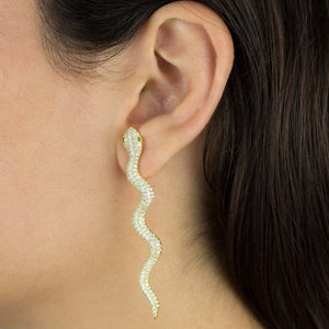  Pavé Snake Drop Stud Earring - Adina Eden's Jewels