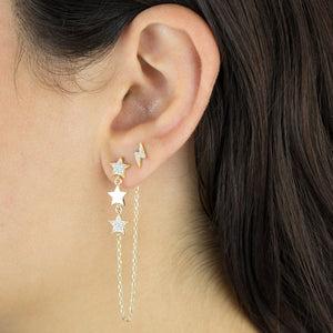  CZ Mini Lightning Bolt Stud Earring - Adina Eden's Jewels