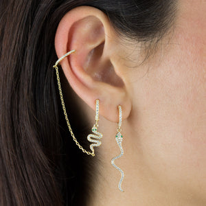  Pavé Snake Chain Huggie X Ear Cuff - Adina Eden's Jewels