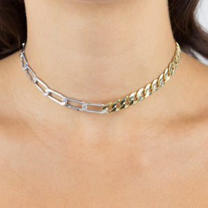  Two Tone Cuban X Twisted Paperclip Necklace - Adina Eden's Jewels