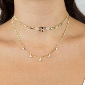  CZ Teardrop Cuban Chain Necklace - Adina Eden's Jewels