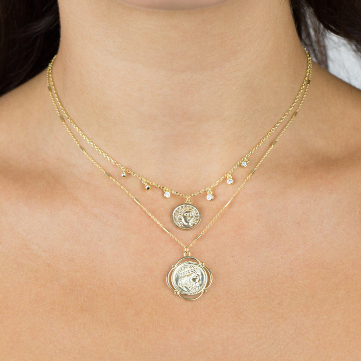  CZ Greek Coin Necklace - Adina Eden's Jewels