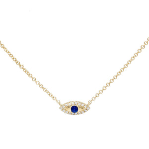 14K Gold Diamond Mini Evil Eye Necklace 14K - Adina Eden's Jewels