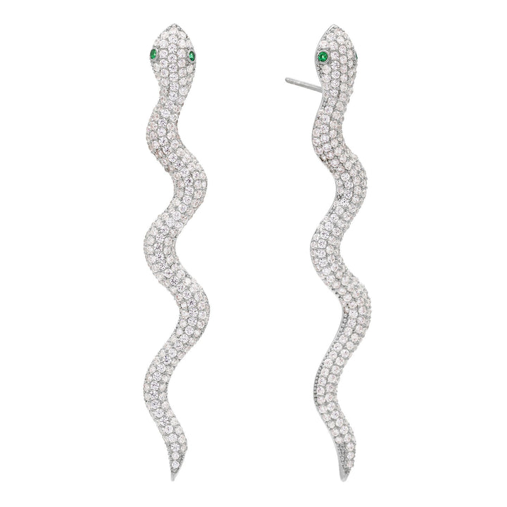 Silver Snake Drop Stud Earring - Adina Eden's Jewels