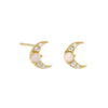Gold / Pair Opal Moon Stud Earring - Adina Eden's Jewels